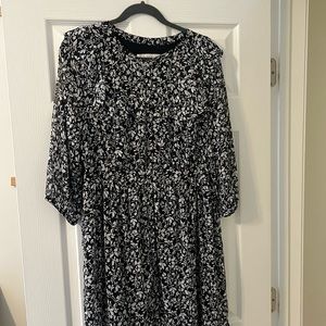 Loft, dress, floral, pattern, black-and-white